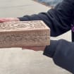 Hand Carved Triple Moon Wooden Box Keepsake Jewelry Storage