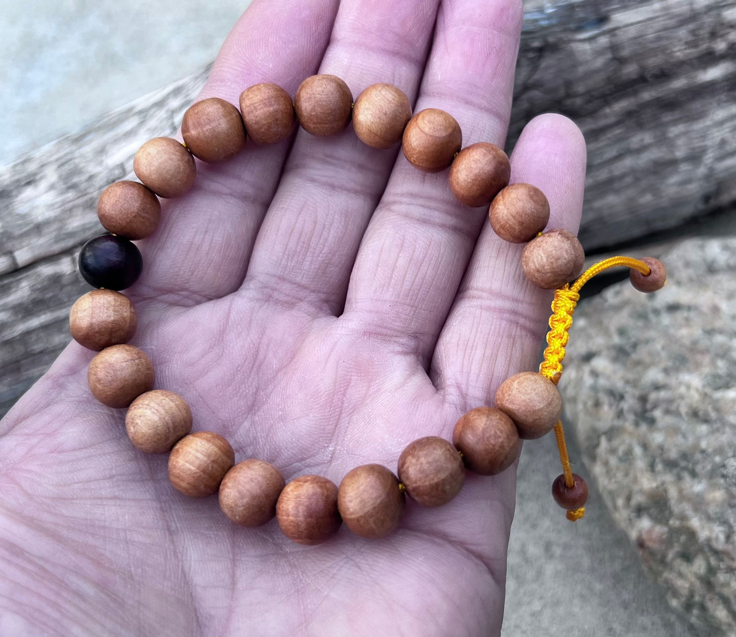 Tibetan Sandalwood Beads Adjustable Wrist Mala Bracelet Free Pouch