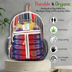 KayJayStyles Natural Handmade Large Multi Pocket Hemp Nepal Backpack (BKPK5) - DharmaObjects