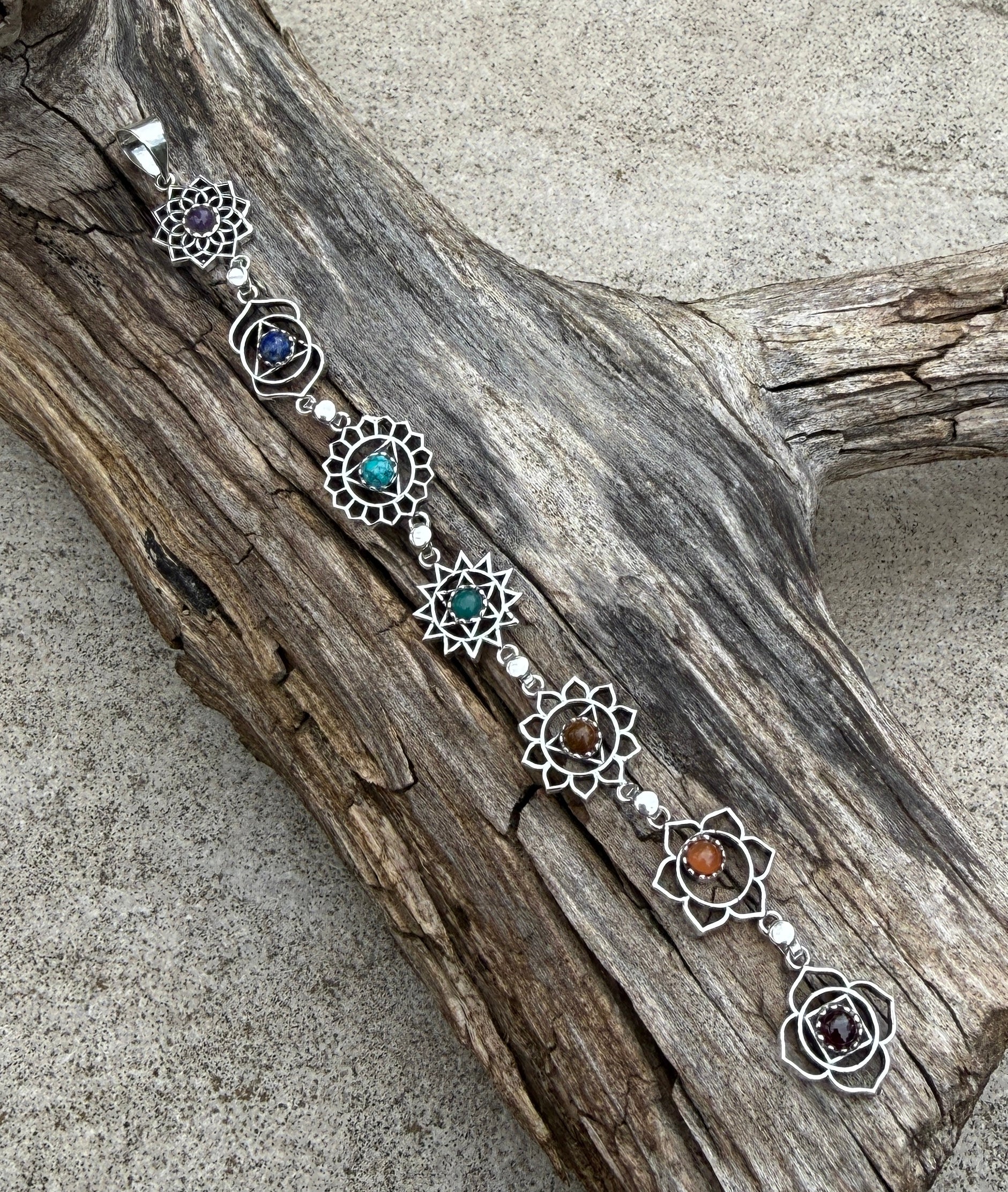 7 Chakras Necklace with Healing Stones | Chakra Jewelry Pendant | Karma Necklace | Spiritual Energy Balance Necklace | Yoga Gift - DharmaObjects