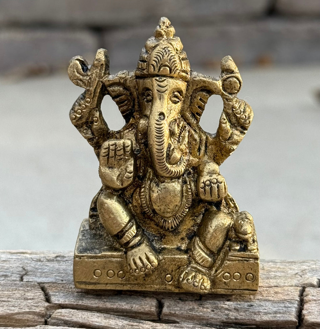 Small Ganesha Statue Solid Brass Handcrafted In India - DharmaObjects