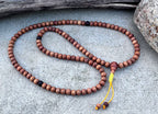 Natural Sandalwood 108 Bead Meditation Mala | Adjustable Japa Prayer Beads | Buddhist Hindu Yoga Mala | Guru Bead Necklace | Spiritual Gift - DharmaObjects
