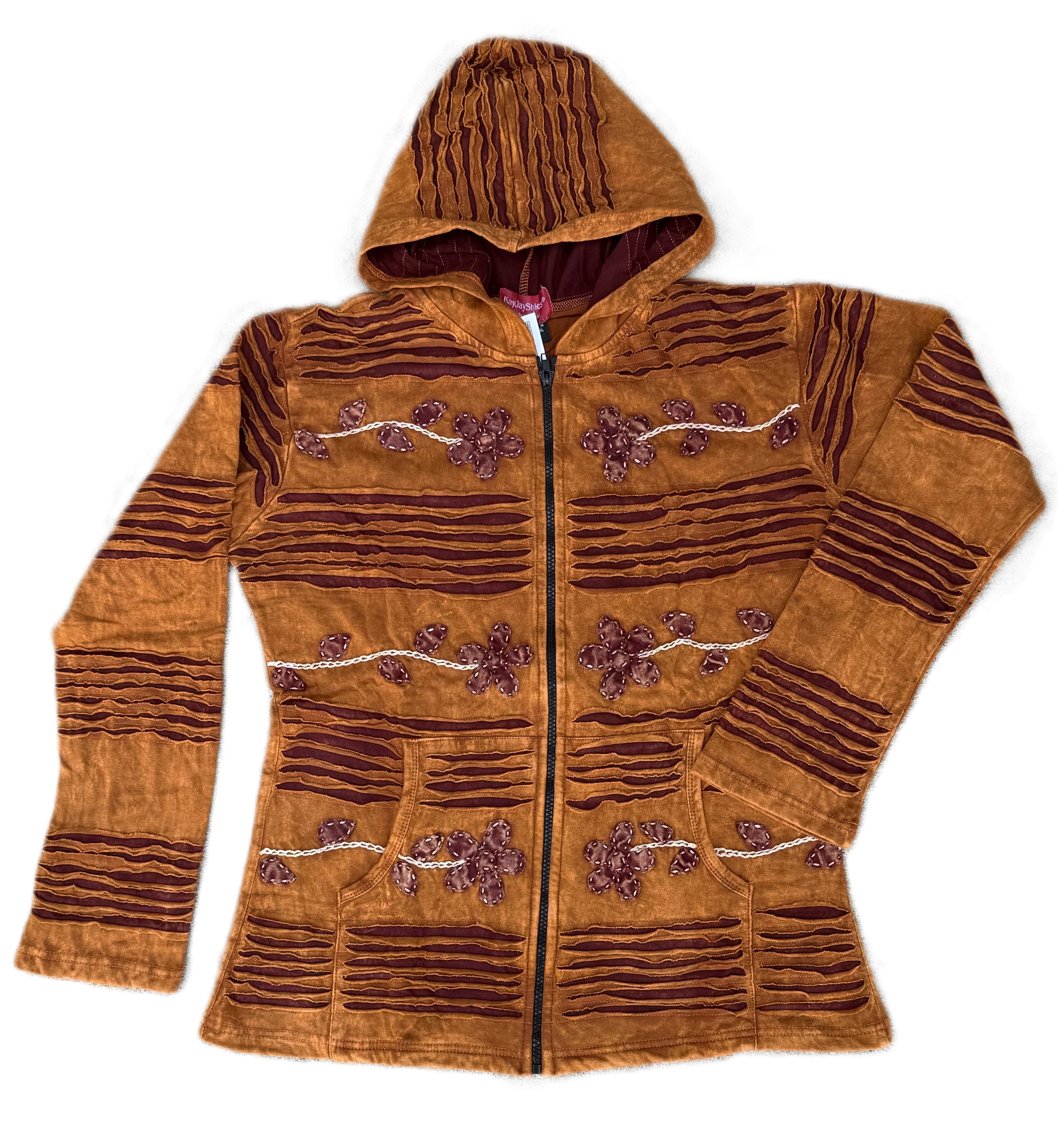 Patchwork Embroidered Hoodie Jacket - Handcrafted in Nepal - DharmaObjects
