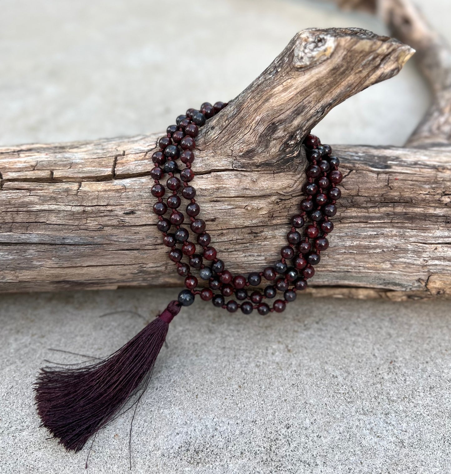 108 Beads Hand-Knotted Dragon Blood Stone Mala Rosary | Natural Gemstone Meditation Necklace | Japa Mala for Healing, Grounding, and Chakra Balancing