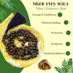 Tiger’s Eye Mala 108 Beads – Hand Knotted Gemstone Meditation Prayer Necklace