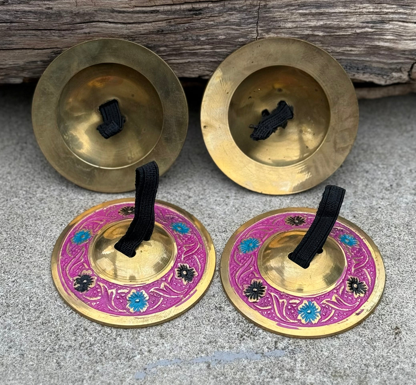 Pairs Brass Floral Finger Cymbals Zills for Belly Dancing