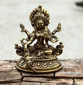 Small Brass Female Buddha Green Tara Dolma Statue - Handcrafted in Nepal - DharmaObjects