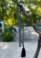 Hematite Mala 108 Beads – Hand Knotted Gemstone Meditation Prayer Necklace