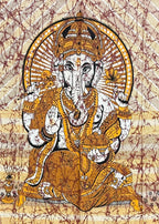 Ganesha Ganesh Tapestry Wall Hanging | Heavy Cotton Fabric Spiritual Decor | 84” x 54” Large Boho Wall Art - DharmaObjects