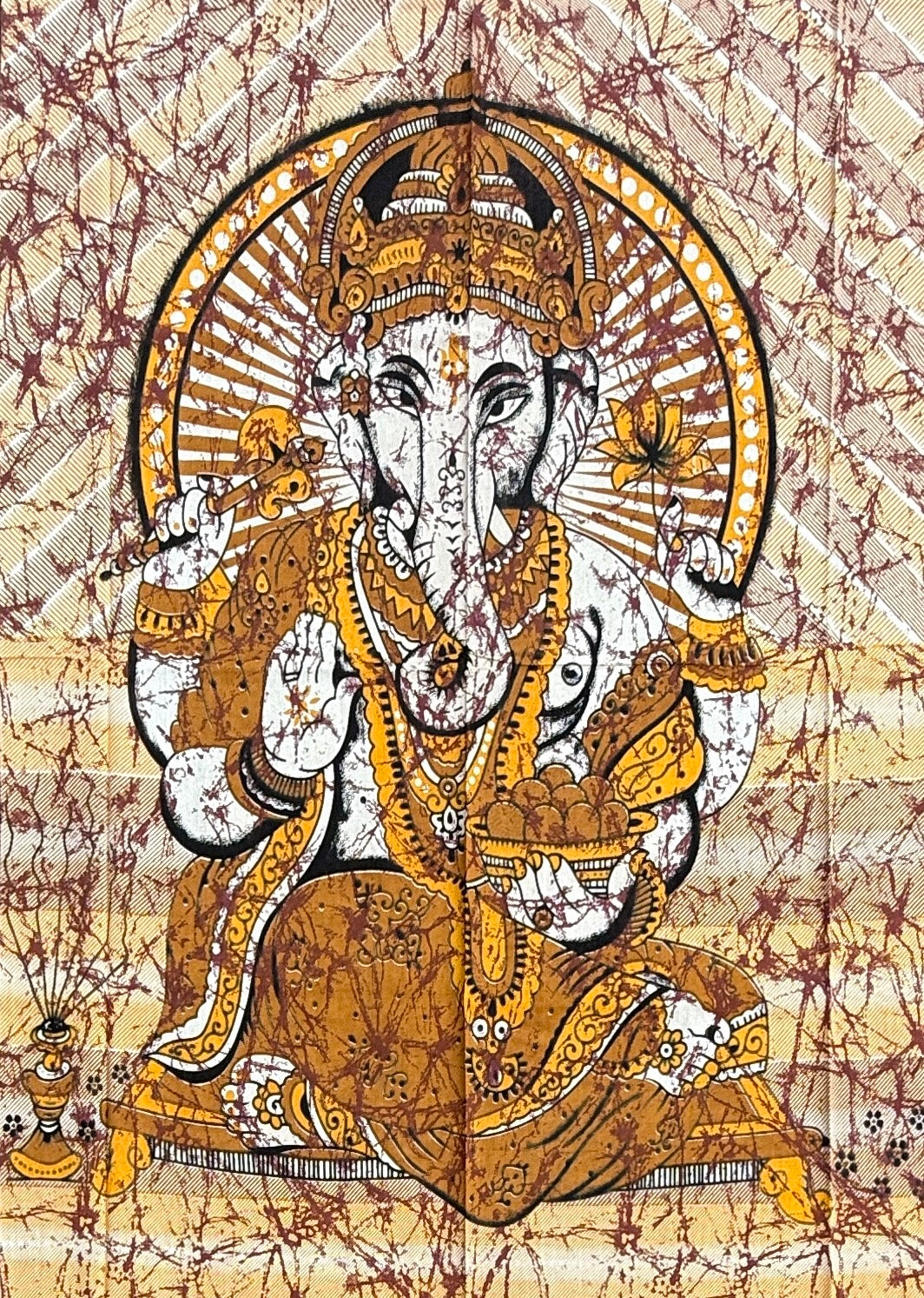 Ganesha Ganesh Tapestry Wall Hanging | Heavy Cotton Fabric Spiritual Decor | 84” x 54” Large Boho Wall Art - DharmaObjects