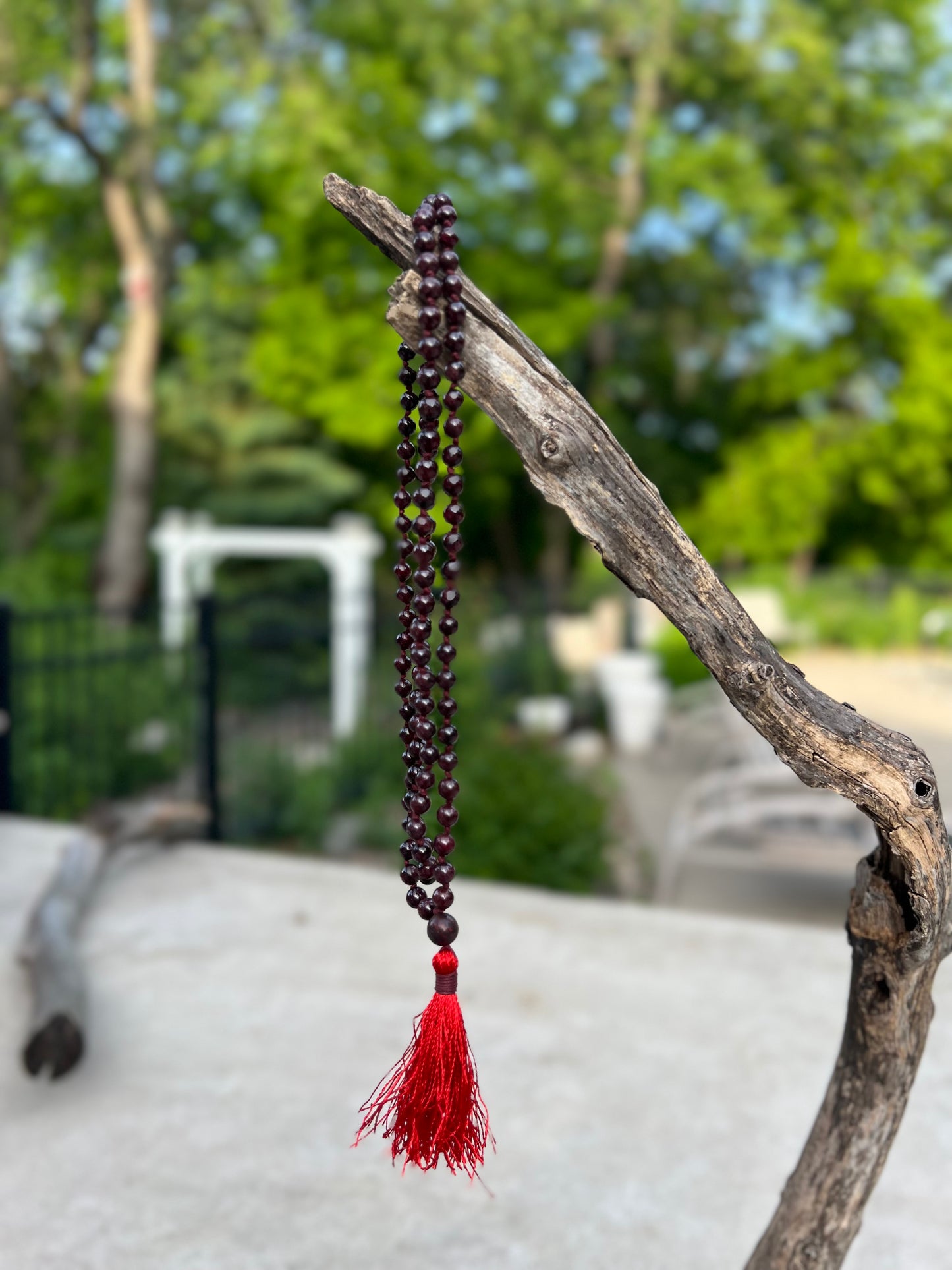 108 Beads Hand-Knotted Dragon Blood Stone Mala Rosary | Natural Gemstone Meditation Necklace | Japa Mala for Healing, Grounding, and Chakra Balancing