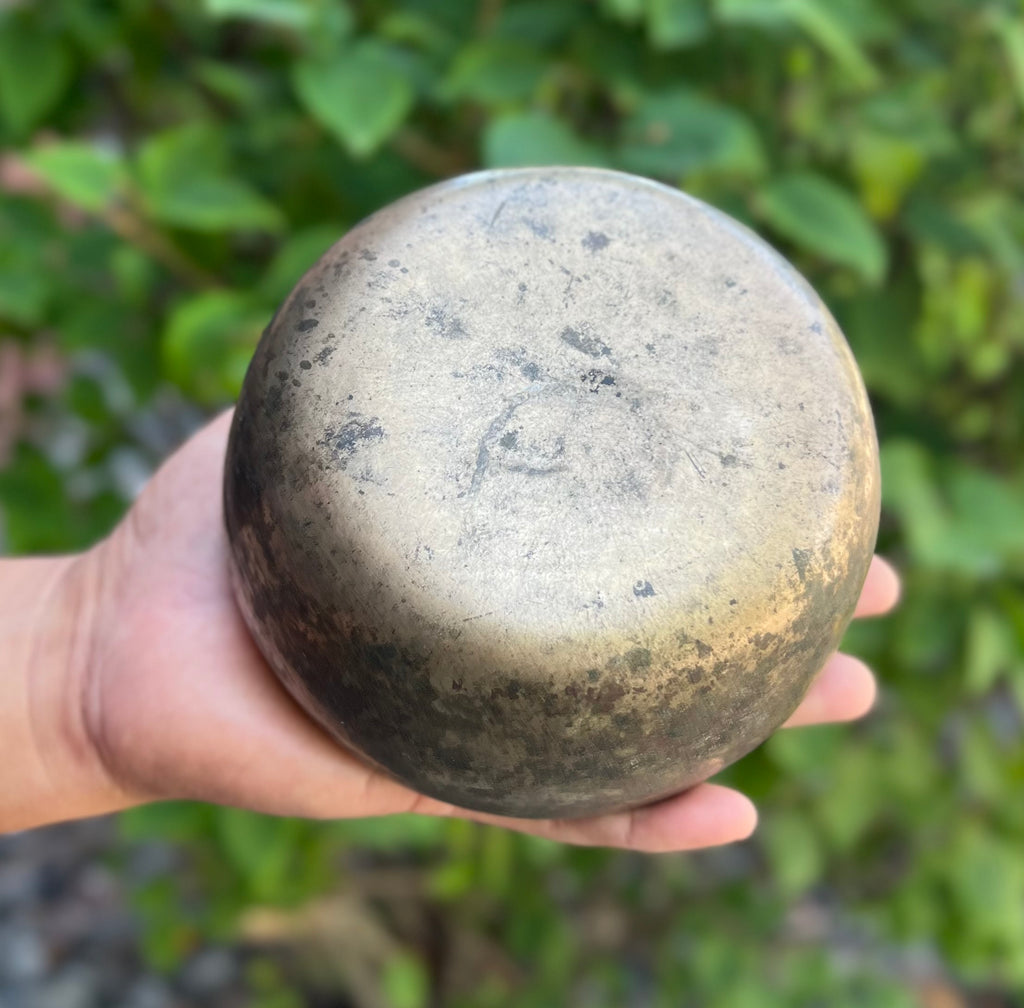 Antique Thadobati Himalayan Healing Singing Bowl 5" | E Note Solar Plexus Chakra Bowl with Striker & Cushion - DharmaObjects