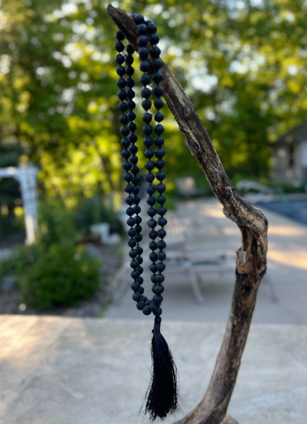 Lava Stone Mala 108 Beads – Hand Knotted Gemstone Meditation Prayer Necklace
