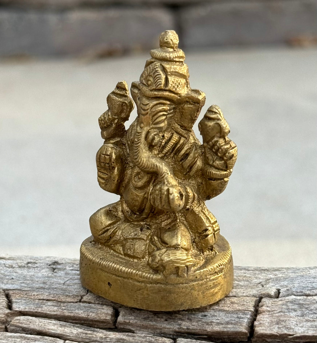 Small Ganesha Statue Solid Brass Handcrafted In India - DharmaObjects