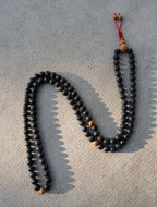 Lava Rock & Sandalwood Handmade Prayer Meditation Mala | Choice of Cotton Thread Tassel or Adjustable Tassel
