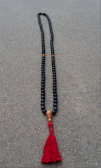 Lava Rock & Sandalwood Handmade Prayer Meditation Mala | Choice of Cotton Thread Tassel or Adjustable Tassel