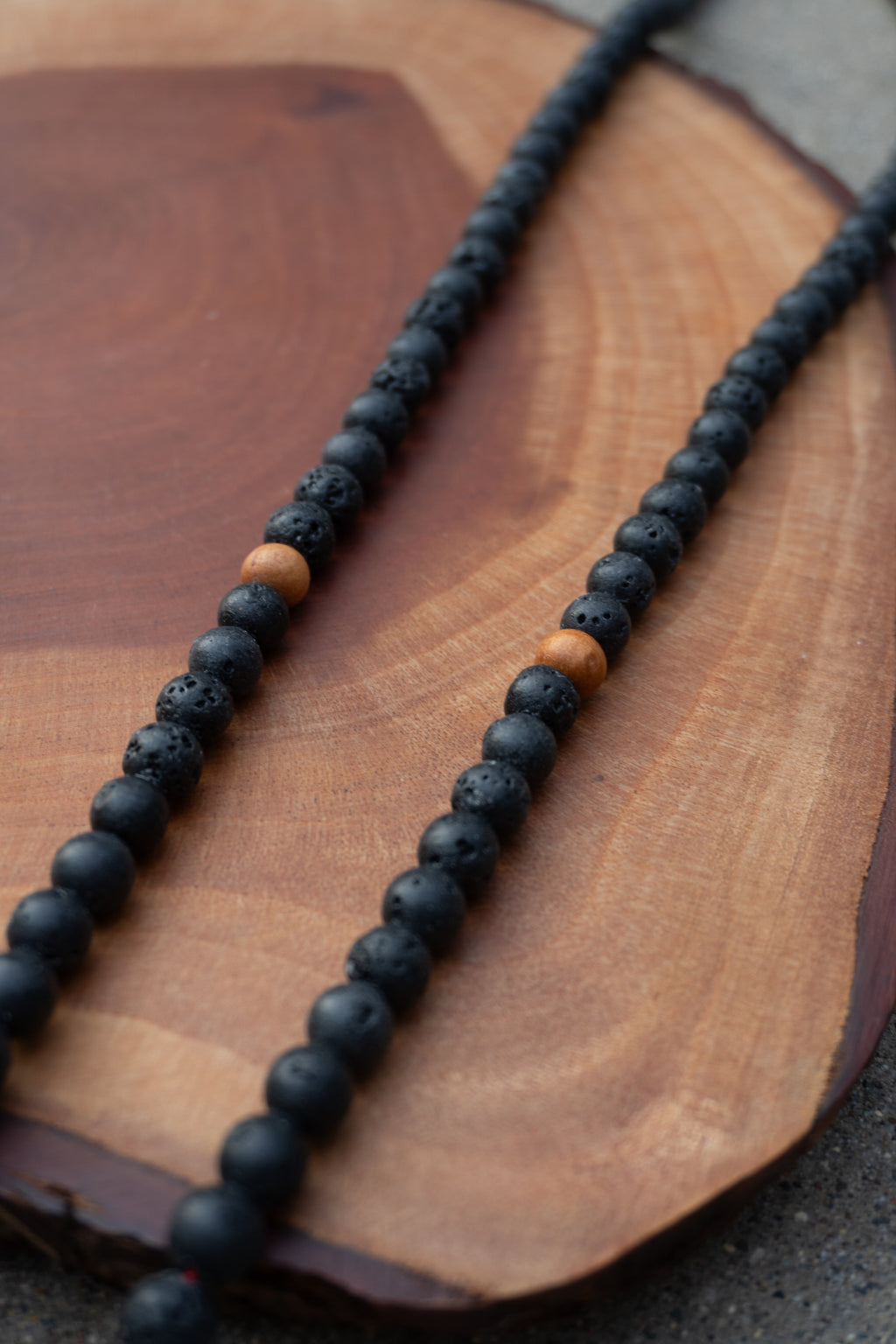 Lava Rock & Sandalwood Handmade Prayer Meditation Mala | Choice of Cotton Thread Tassel or Adjustable Tassel