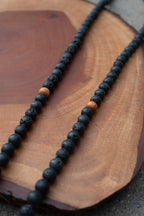 Lava Rock & Sandalwood Handmade Prayer Meditation Mala | Choice of Cotton Thread Tassel or Adjustable Tassel