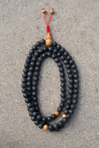 Lava Rock & Sandalwood Handmade Prayer Meditation Mala | Choice of Cotton Thread Tassel or Adjustable Tassel