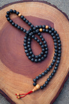 Lava Rock & Sandalwood Handmade Prayer Meditation Mala | Choice of Cotton Thread Tassel or Adjustable Tassel