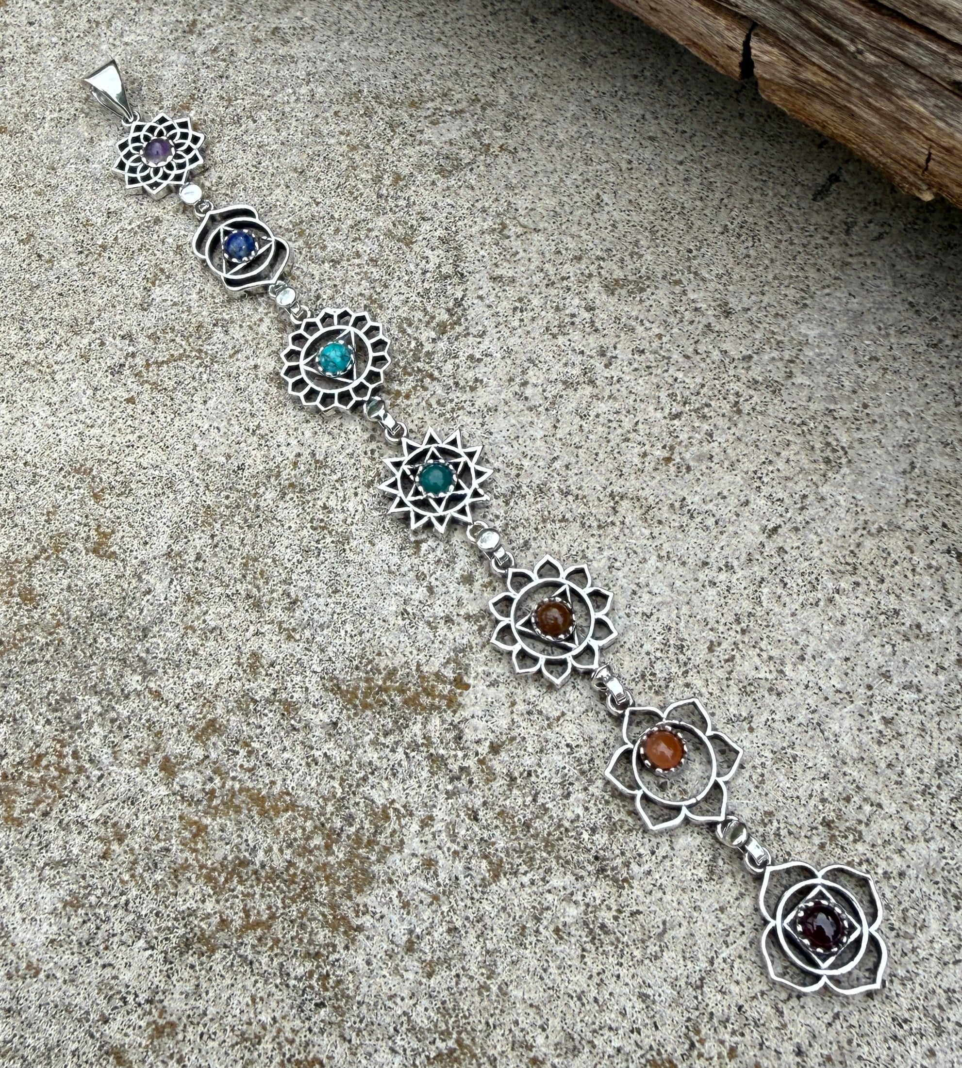 7 Chakras Necklace with Healing Stones | Chakra Jewelry Pendant | Karma Necklace | Spiritual Energy Balance Necklace | Yoga Gift - DharmaObjects
