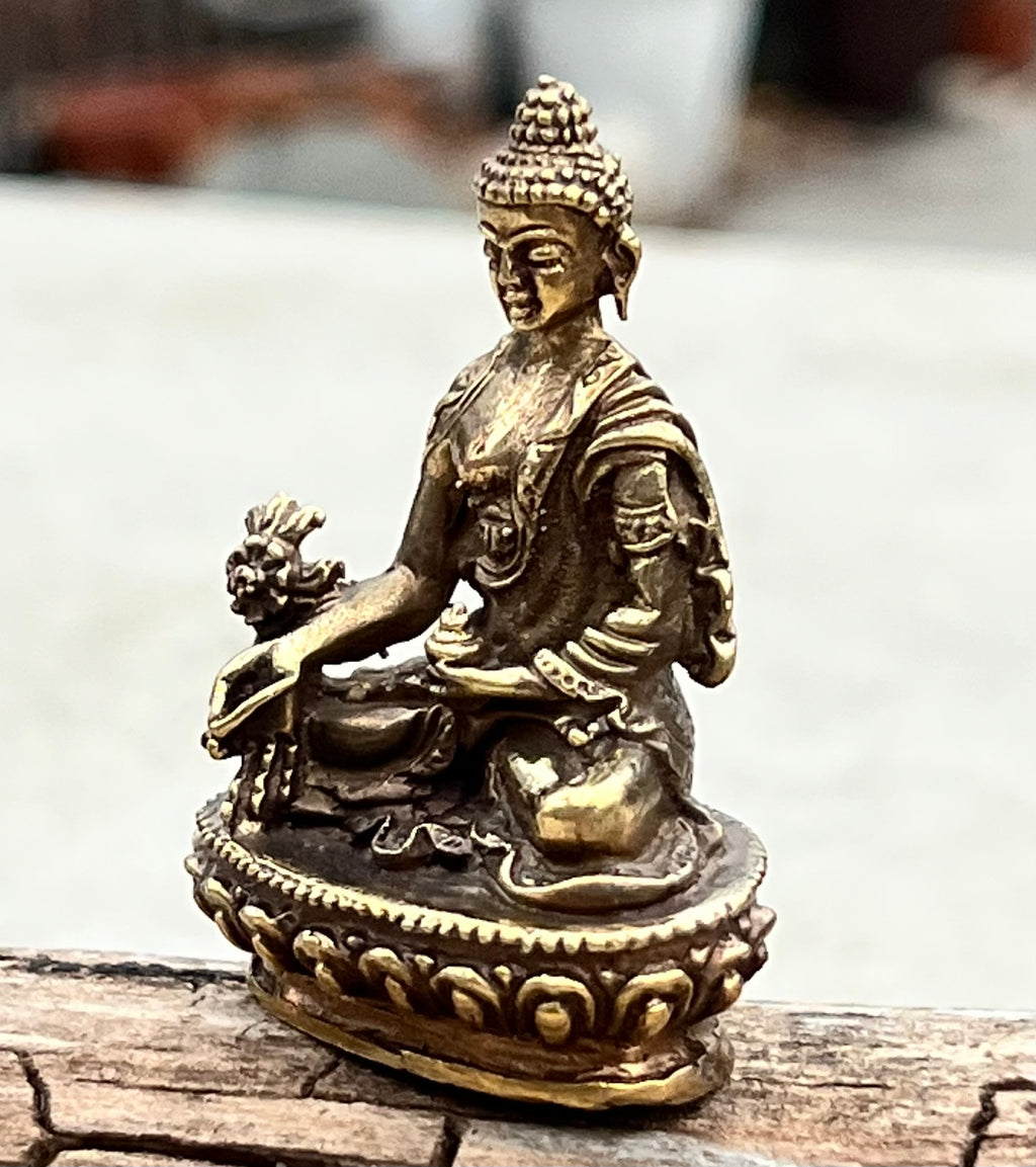 Small Brass Healing Medicine Buddha statue From Nepal - DharmaObjects