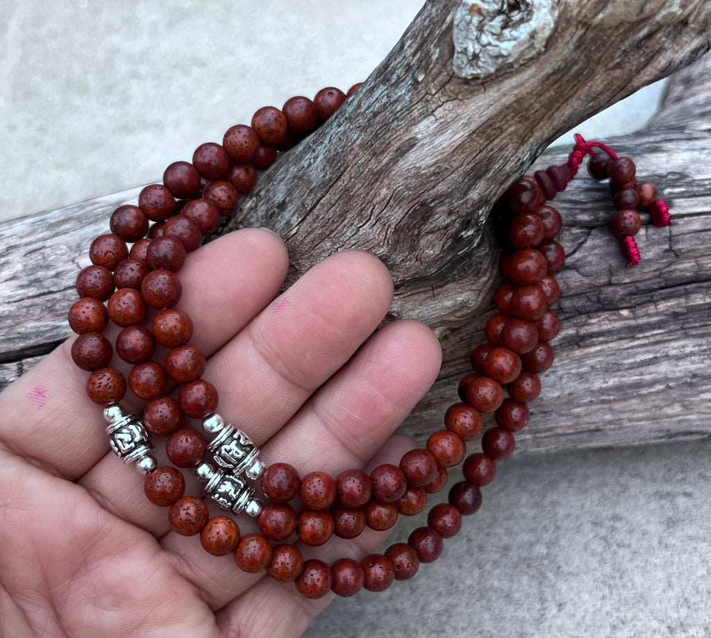 Tibetan Mala Buddhist Prayer Beads Rosary Brown Lotus Seed With Free Silk Pouch