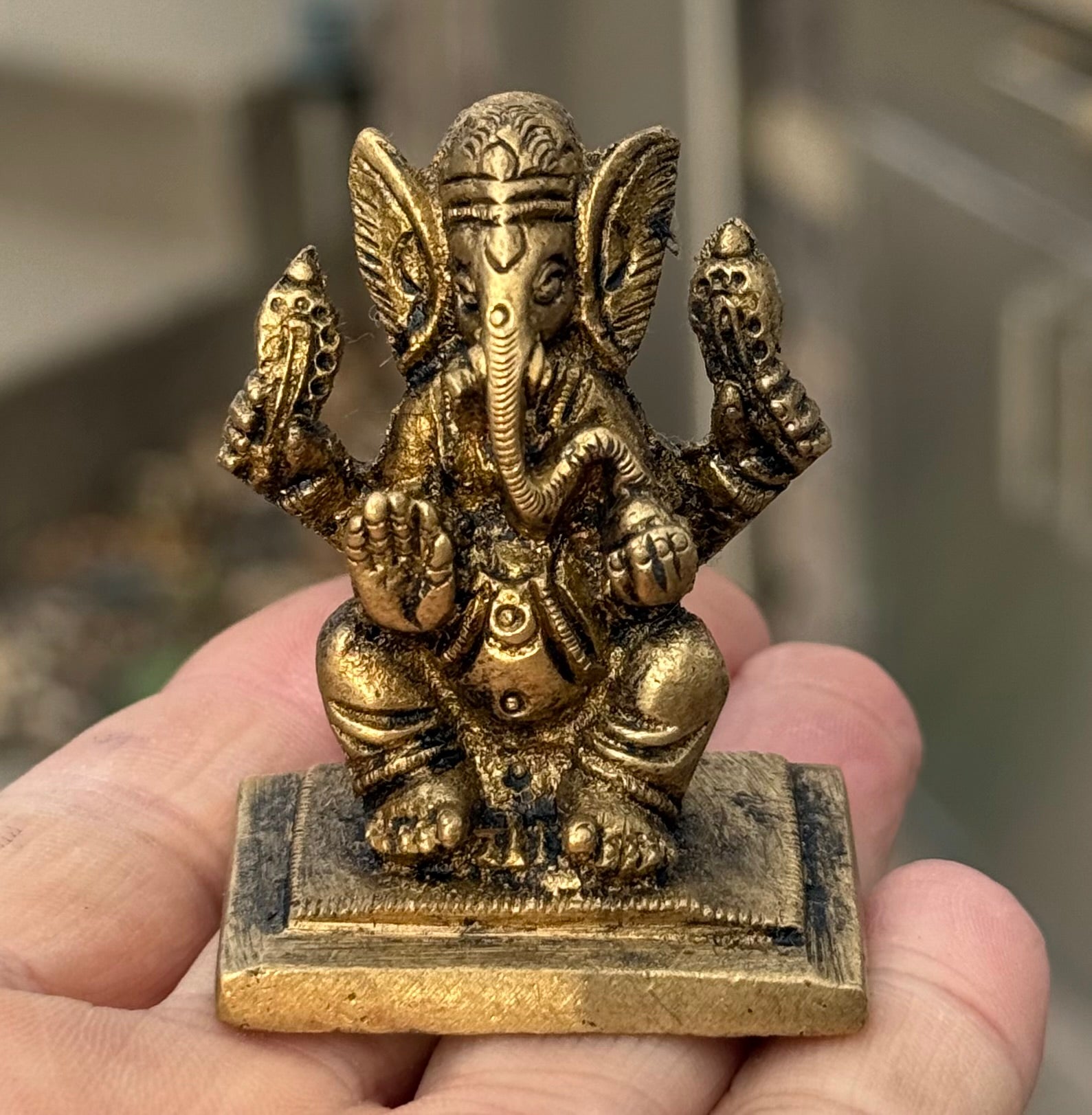 Small Ganesha Statue Solid Brass Handcrafted In India - DharmaObjects