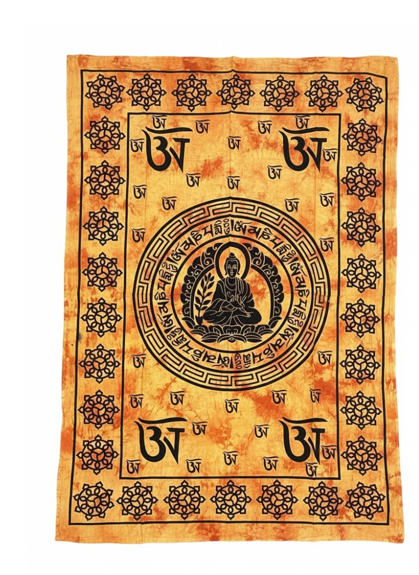Buddha Om Mani Padme Hum Cotton Wall Hanging, Tibetan Mantra - DharmaObjects