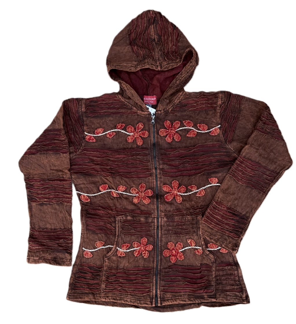 Patchwork Embroidered Hoodie Jacket - Handcrafted in Nepal - DharmaObjects