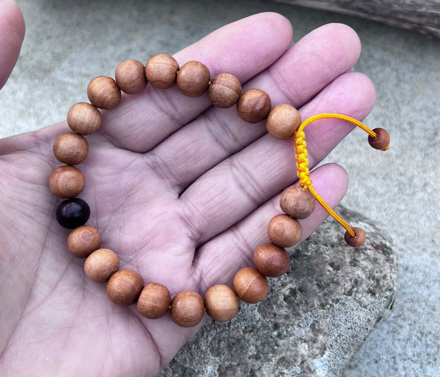 Tibetan Sandalwood Beads Adjustable Wrist Mala Bracelet Free Pouch