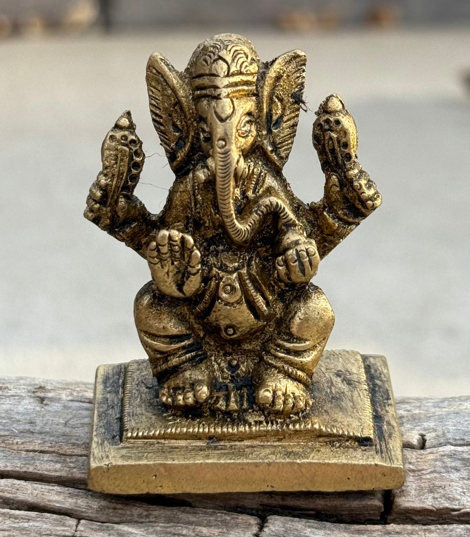 Small Ganesha Statue Solid Brass Handcrafted In India - DharmaObjects