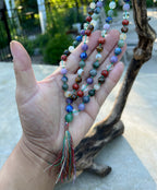 Chakra Mala 108 Beads – Hand Knotted 7 Chakra Gemstone Meditation Prayer Necklace