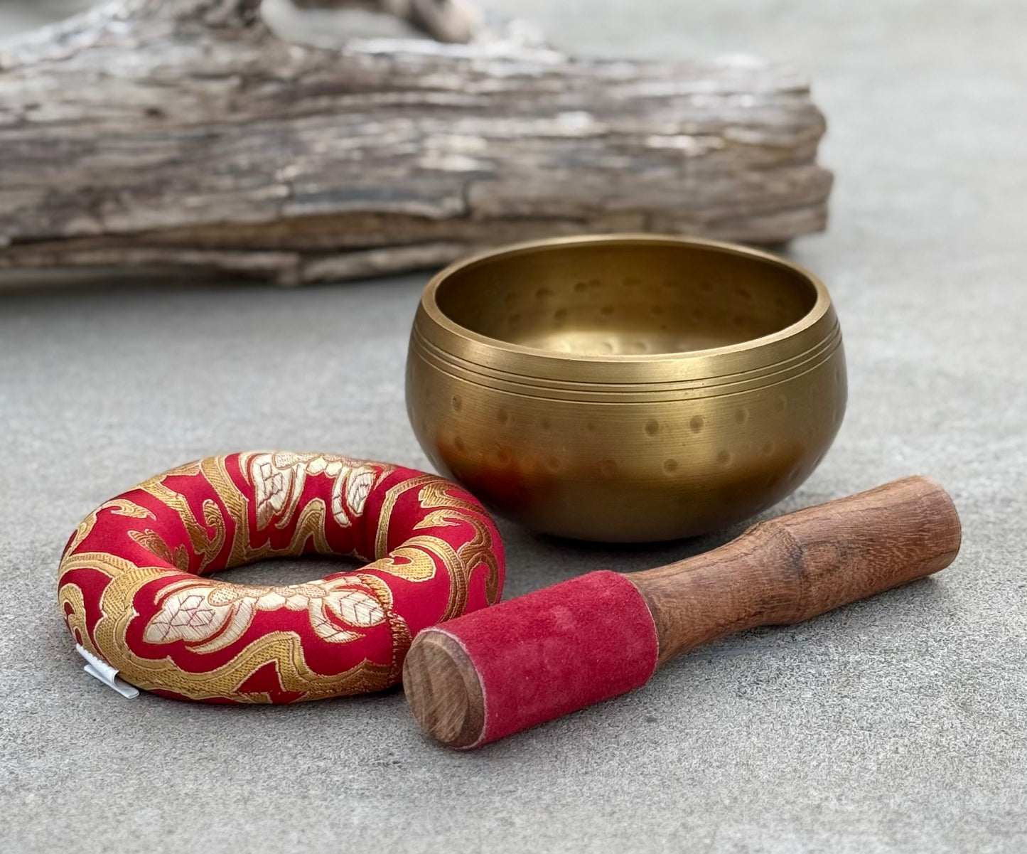 Tibetan Medium Size Singing Bowl Complete Set ~ For Mindfulness Meditation, Chakra Healing, Yoga