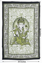 Ganesha Ganesh Tapestry Wall Hanging | Heavy Cotton Fabric Spiritual Decor | 84” x 54” Large Boho Wall Art - DharmaObjects