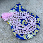 Rose Quartz Mala 108 Beads – Hand Knotted Gemstone Meditation Prayer Necklace