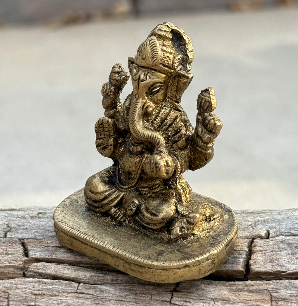 Small Ganesha Statue Solid Brass Handcrafted In India - DharmaObjects