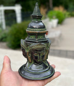 Tibetan Buddhist Old Brass Buddha Stupa Pagoda 7.5 Inches Tall