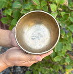 Antique Himalayan Thadobati Singing Bowl 5.25" – Heart Chakra Meditation Bowl with F Note 345 Hz, Felt Cushion & Suede Striker - DharmaObjects