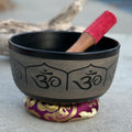 Large Tibetan Singing Bowl Set | Hand Painted Meditation Bowl with Mallet & Ring Cushion for Sound Healing - DharmaObjects