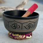 Large Tibetan Singing Bowl Set | Hand Painted Meditation Bowl with Mallet & Ring Cushion for Sound Healing - DharmaObjects