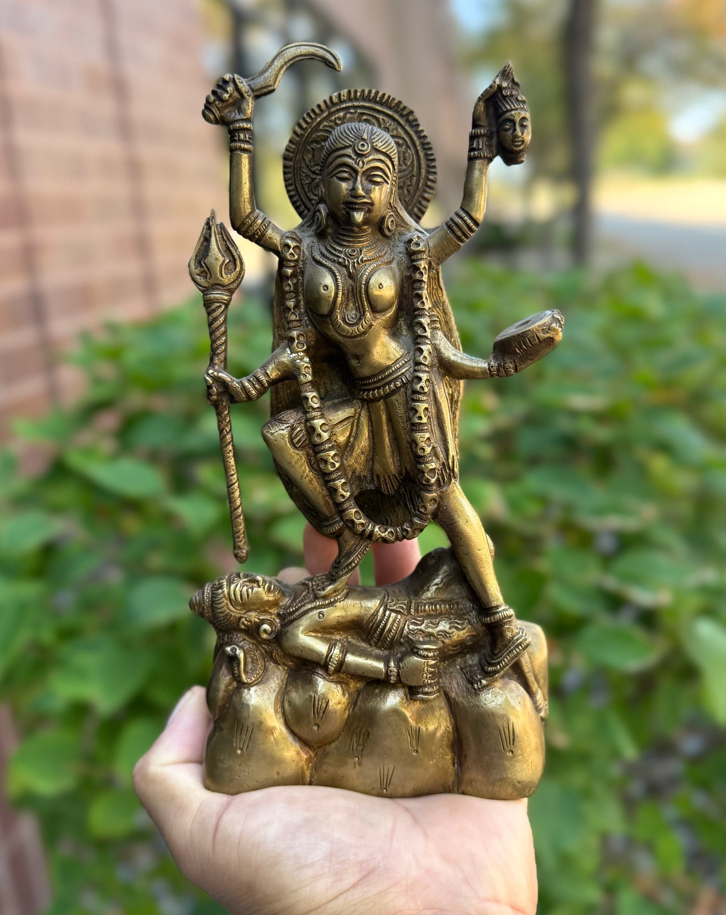 Hindu Goddess Of Time, Destruction & Power Kali Ma Statue Solid Brass 8 Inches Tall 3.1 Lb (1.390 KG)