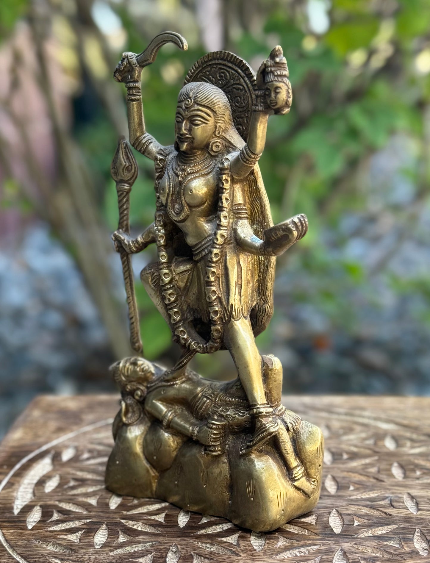 Hindu Goddess Of Time, Destruction & Power Kali Ma Statue Solid Brass 8 Inches Tall 3.1 Lb (1.390 KG)