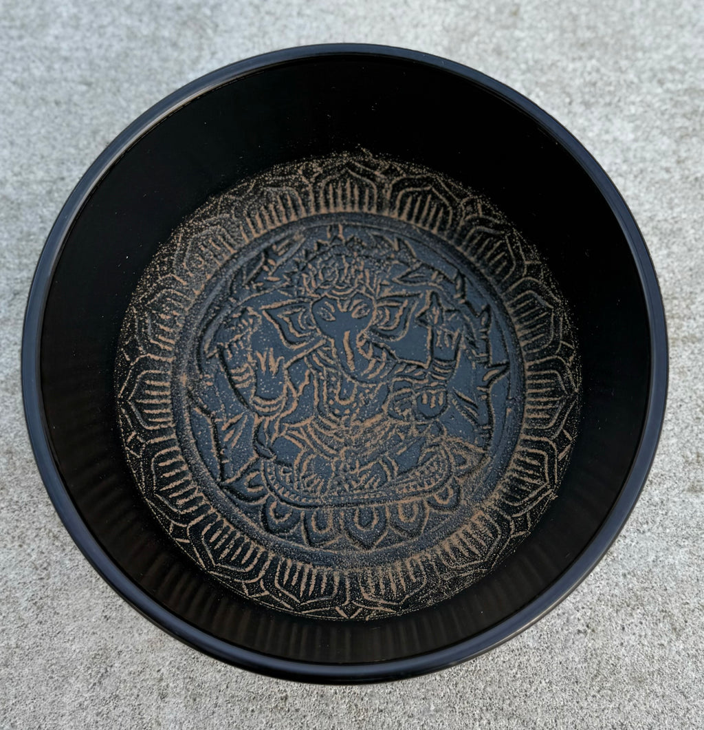 Large Tibetan Singing Bowl Set | Hand Painted Meditation Bowl with Mallet & Ring Cushion for Sound Healing - DharmaObjects
