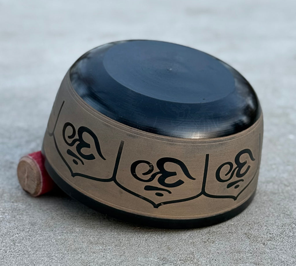 Large Tibetan Singing Bowl Set | Hand Painted Meditation Bowl with Mallet & Ring Cushion for Sound Healing - DharmaObjects