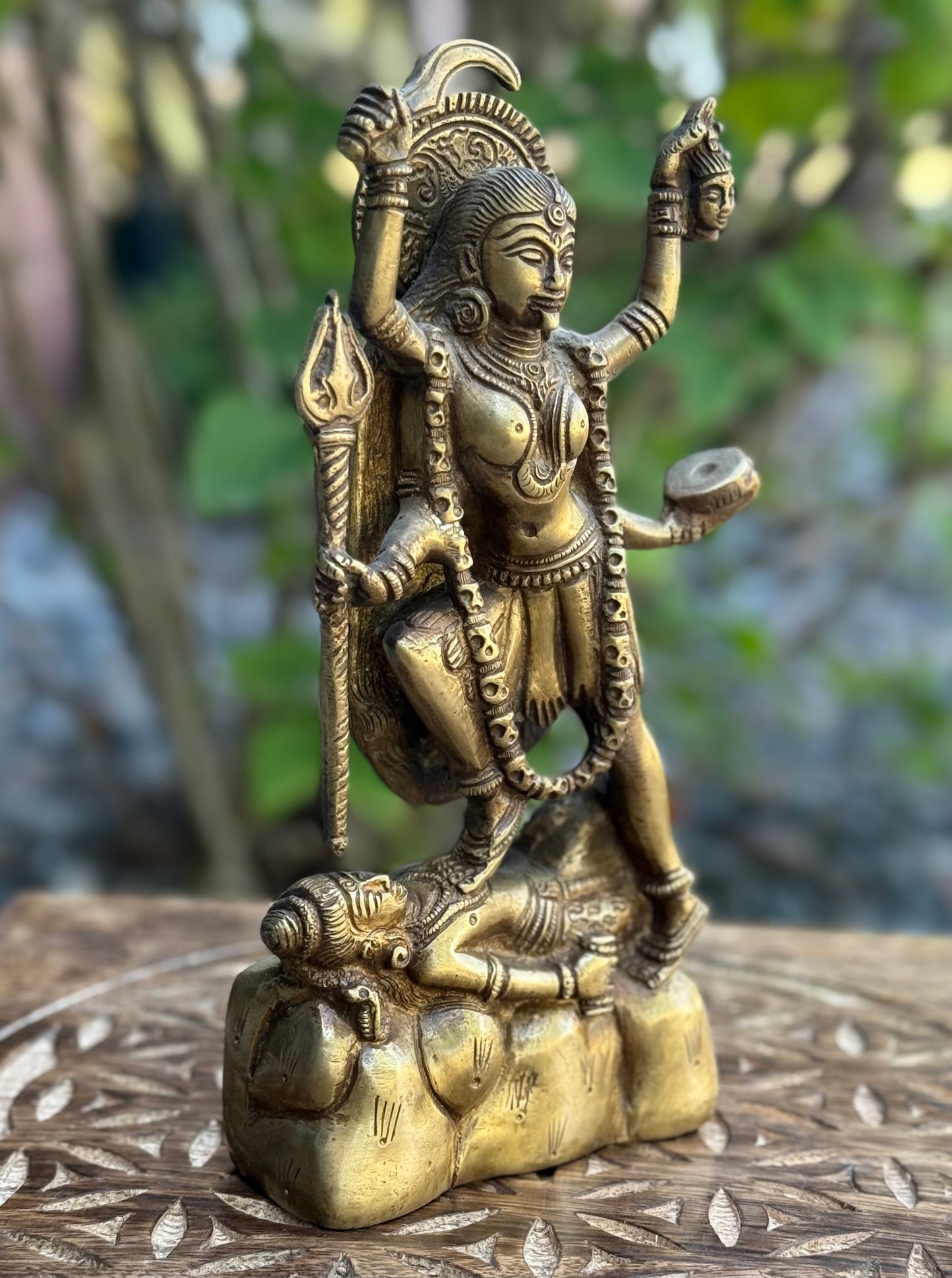 Hindu Goddess Of Time, Destruction & Power Kali Ma Statue Solid Brass 8 Inches Tall 3.1 Lb (1.390 KG)