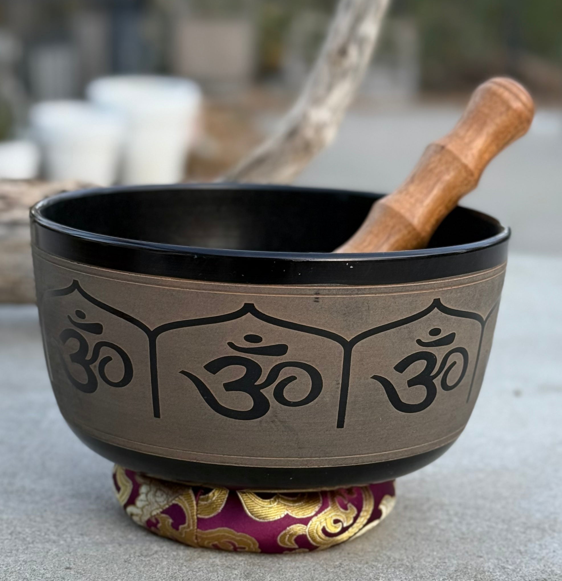 Large Tibetan Singing Bowl Set | Hand Painted Meditation Bowl with Mallet & Ring Cushion for Sound Healing - DharmaObjects