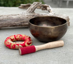 Hand Hammered Tibetan Full Moon Singing Bowl 6" – Nepalese Meditation Bowl with D Note 315 Hz, Cushion & Mallet for Sacral Chakra Healing - DharmaObjects