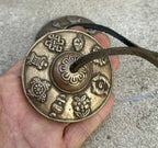 Tibetan Buddhist Meditation Yoga 8 Lucky Symbols Tingsha Cymbal Bell Chimes With Pouch