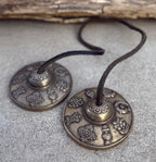 Tibetan Buddhist Meditation Yoga 8 Lucky Symbols Tingsha Cymbal Bell Chimes With Pouch